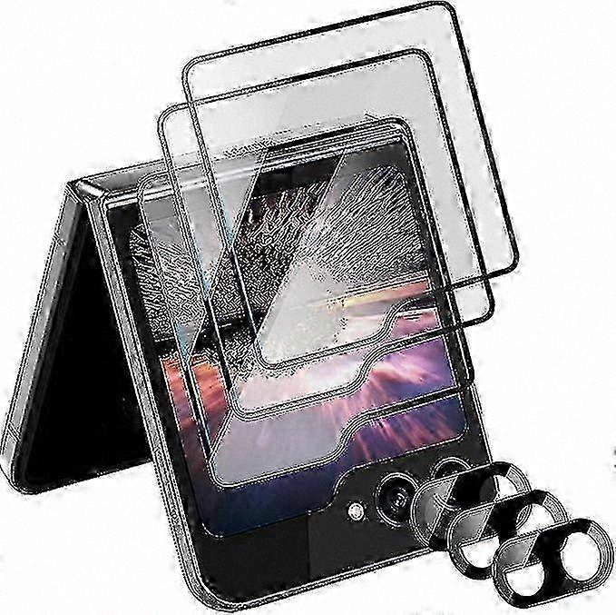 6-Pack Screen Protector Set, HD Clear Anti-Scratch Tempered Glass for Flip Phone Models, Includes Back and Camera Protection