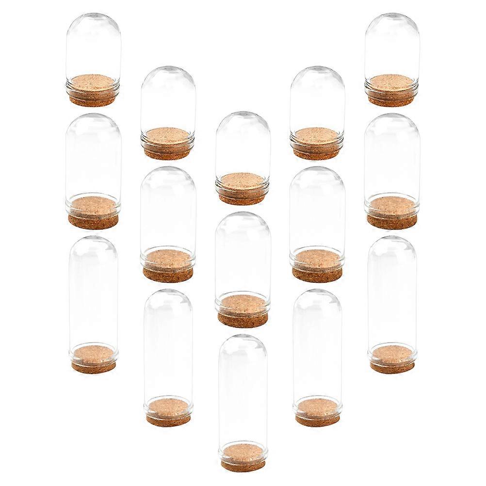 Mini Glass Dome with Wood Base for Home Display Clear Dustproof Cloche 15pcs