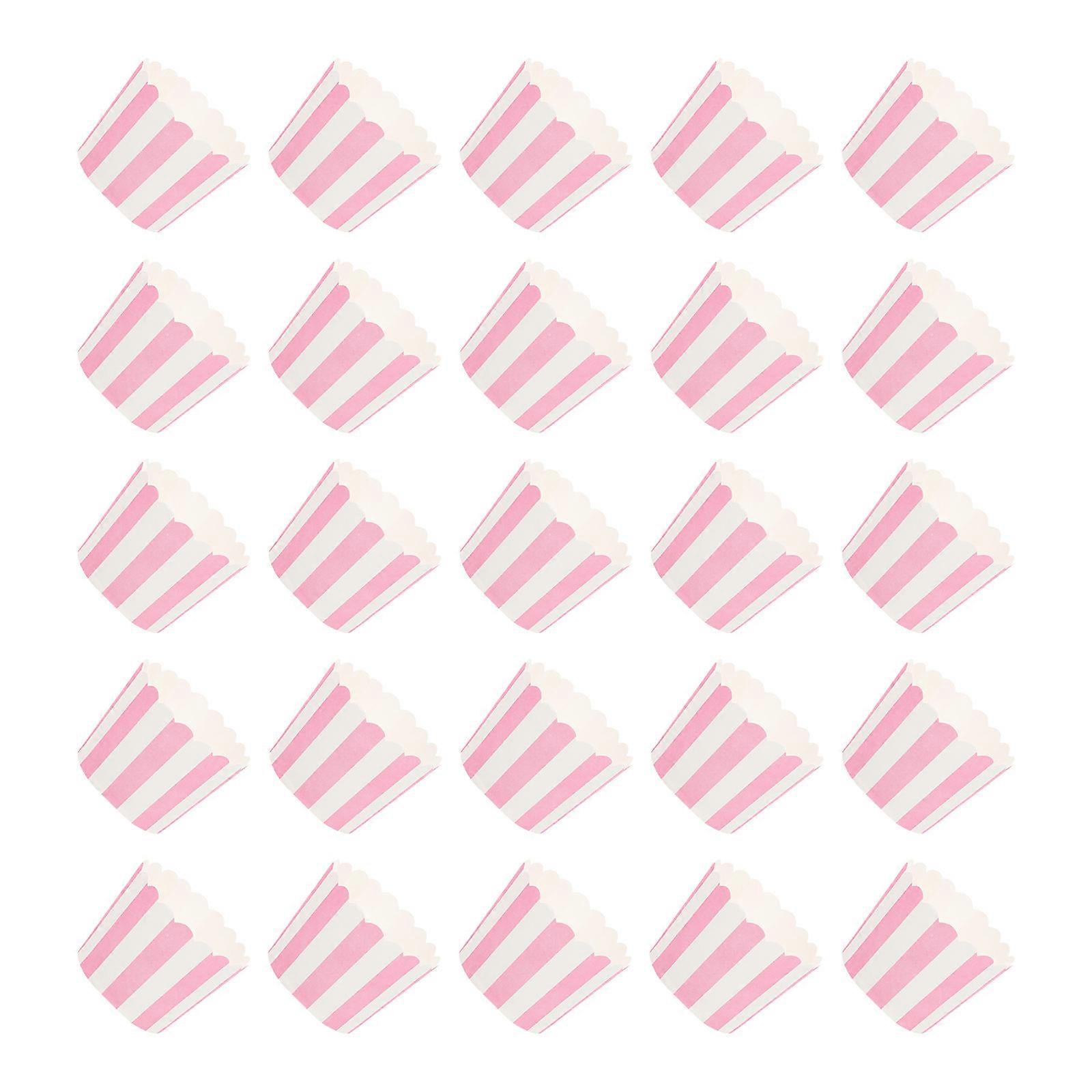 Heat Resistant Baking Paper Cups 100pcs Pink Striped Cake Holders for Muffins, Cupcakes, Parties, and Events