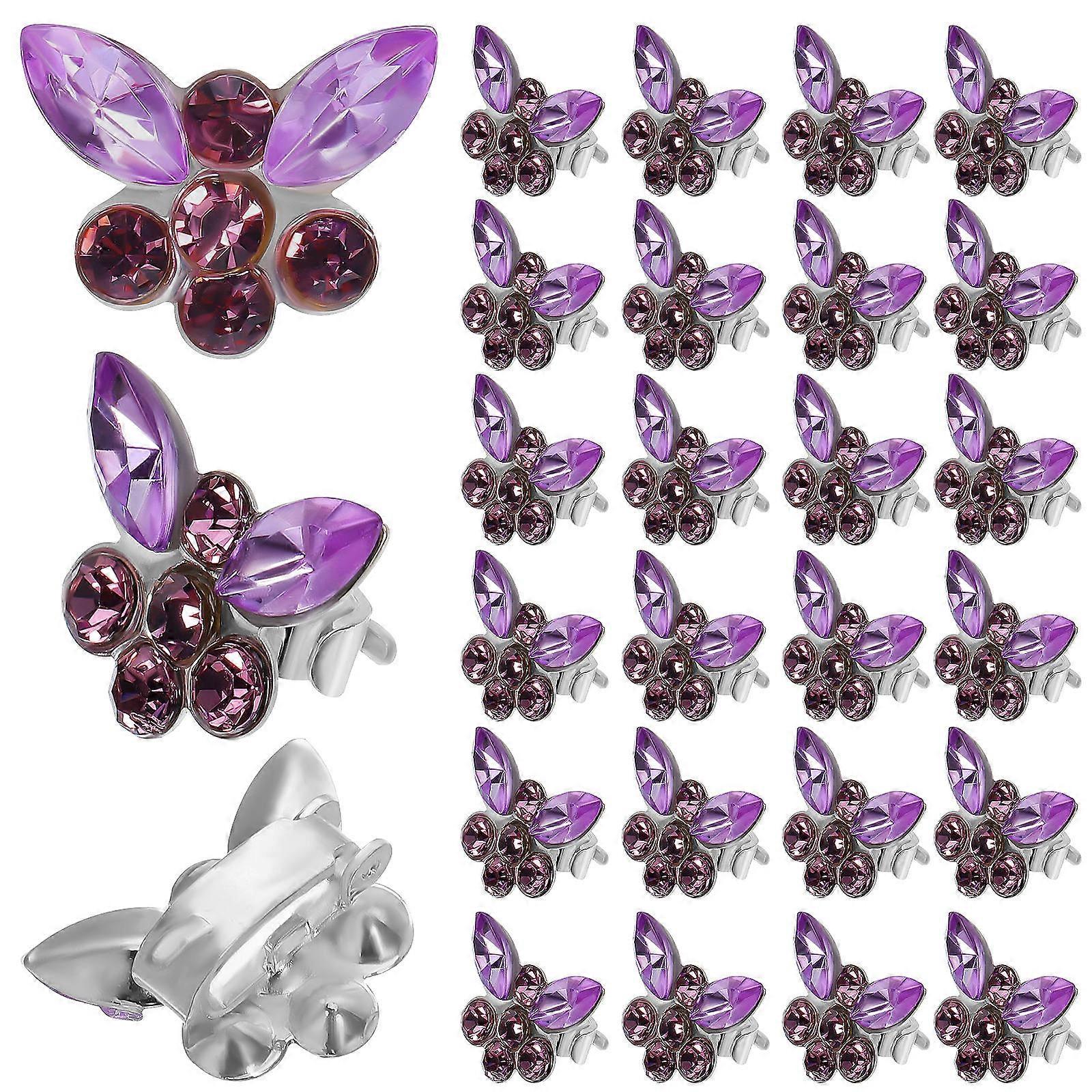 Purple Rhinestone Mini Butterfly Hair Clips for Styling and Glamorous Hair Enhancement Small Size
