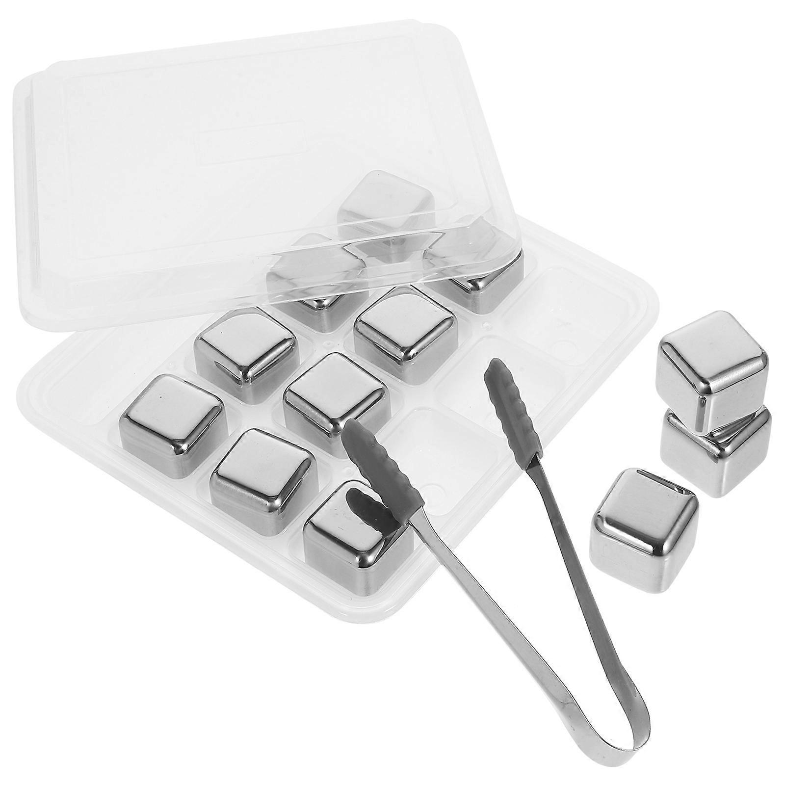 Stainless Steel Whiskey Stones with Tongs Reusable Ice Cubes for Bar Use 304 Material Silver Color