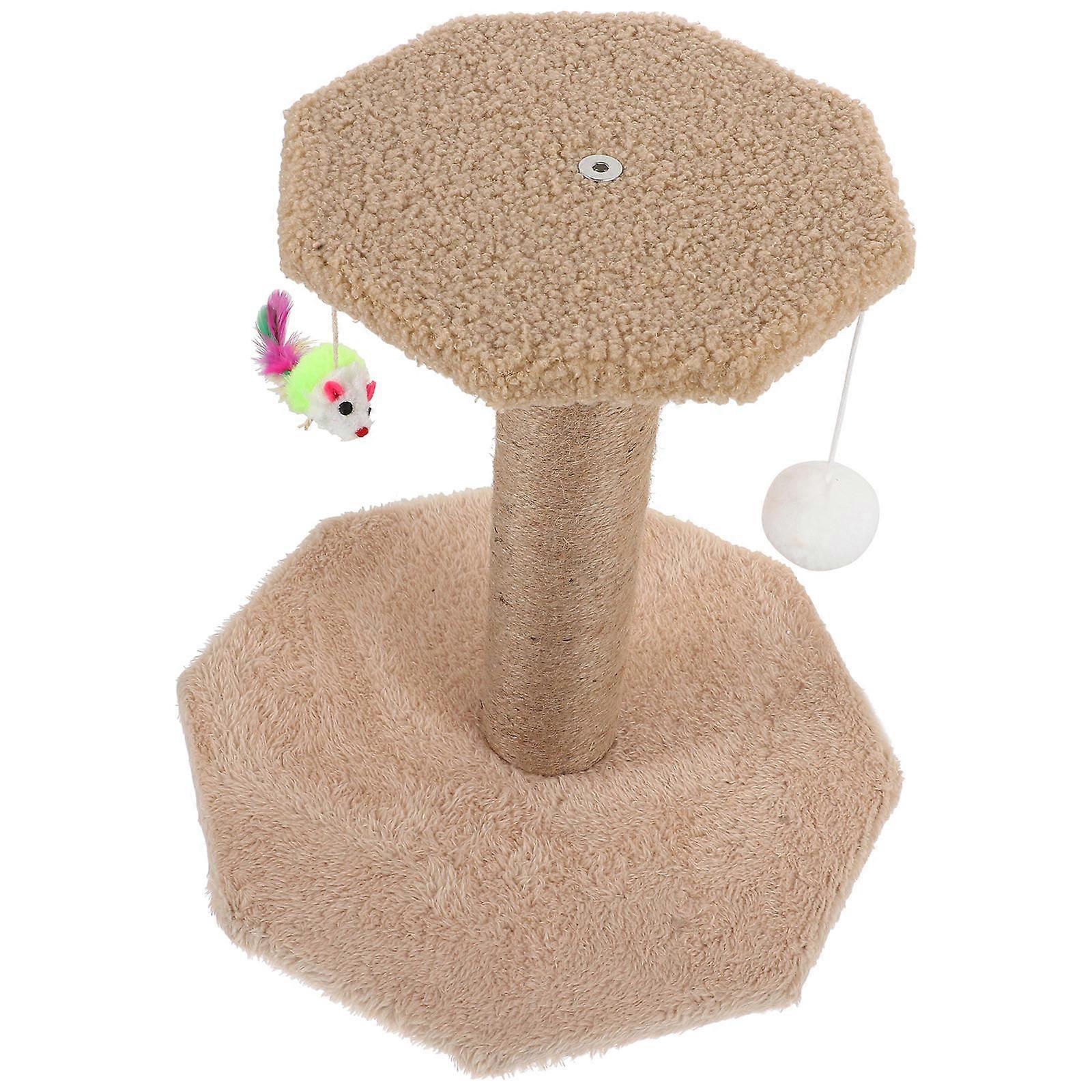 Small Cat Scratching Post Kitten Claw Scratcher Vertical Post Indoor Use Light Brown 1Set