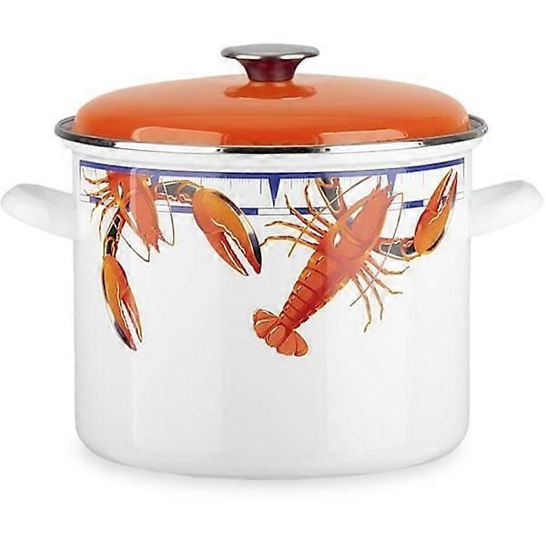 Cookware - BAUMALU - For all types of heat sources including induction - Enamel 26 x 20 cm - Decor HOMARD White, Orange