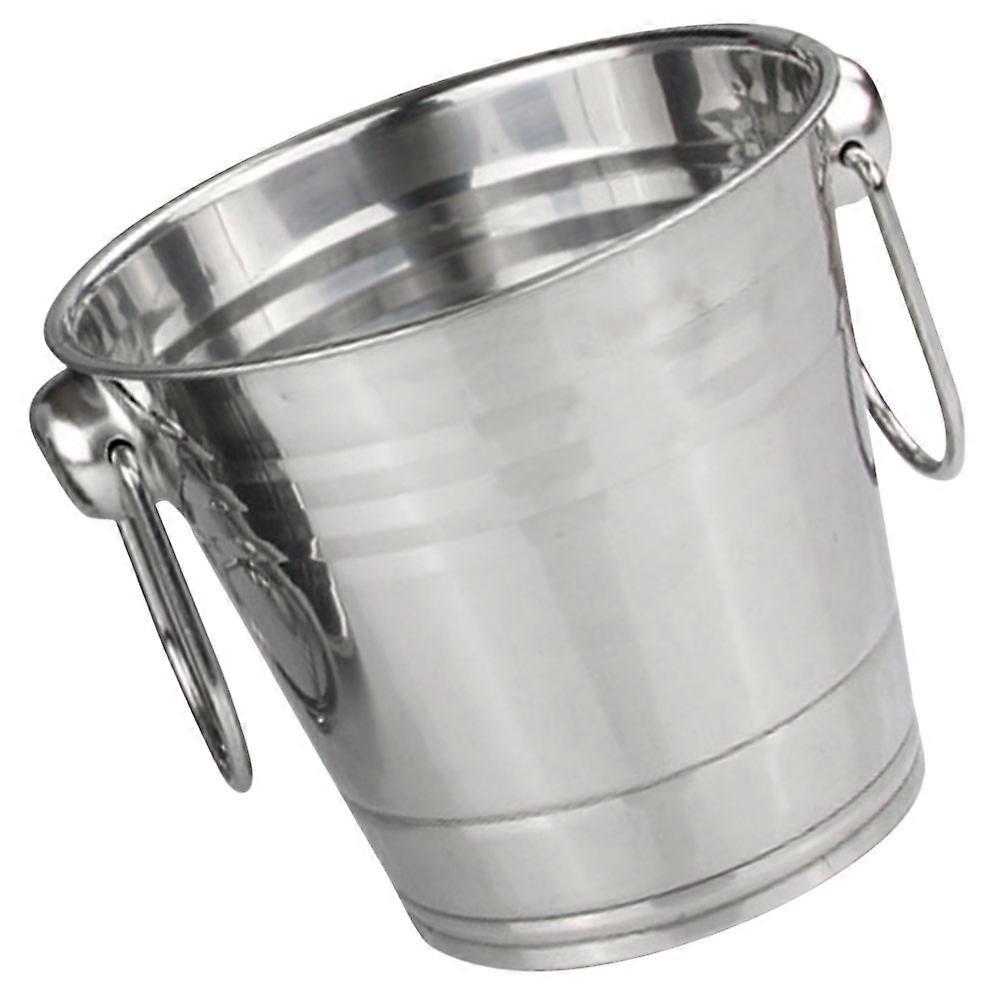Stainless Steel Ice Cube Bucket for Storage with Handle Silver Big Opening Cooling Wine Beer Portable