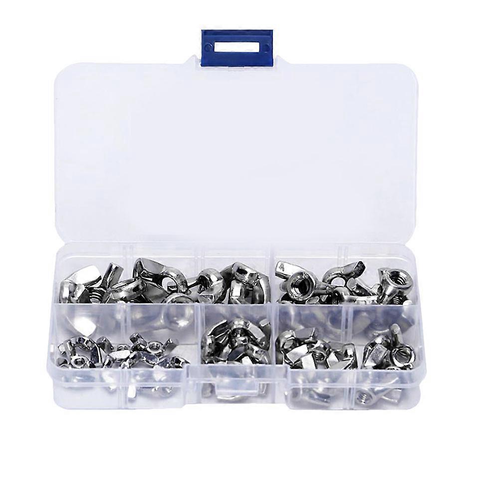 Stainless Steel Screws Nut Kit for Repair with Transparent Storage Case 50 Pieces Silver