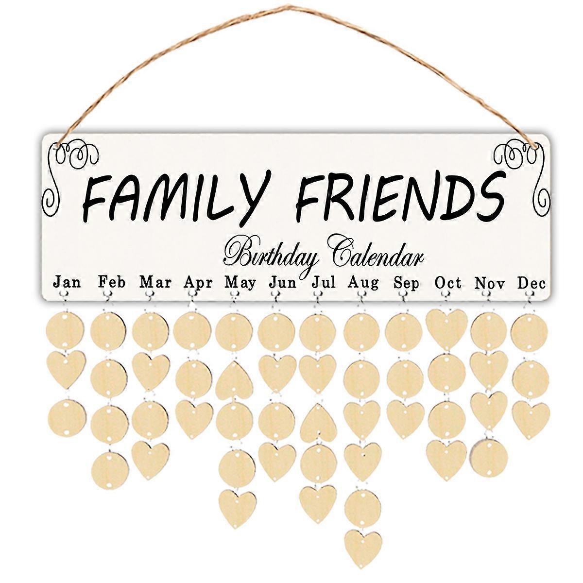 Family Birthday Reminder Calendar Set with Black Printed Letters Easy to Assemble and Rearrange 12