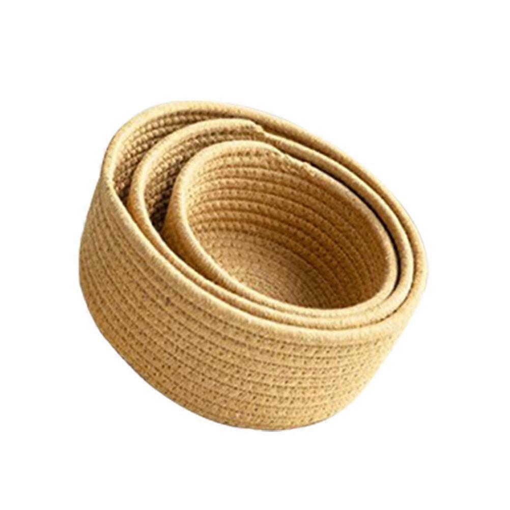 Woven Storage Box Cotton Rope Kitchen Organizer Simple Design 17x8cm 3Pcs