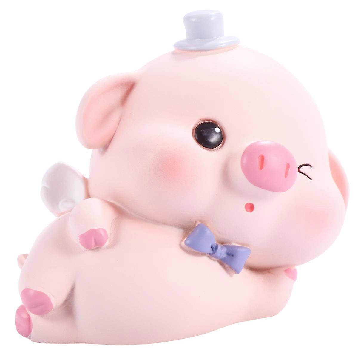 Charming Pig Shape Ornament For Office And Home Decor 6 X 5.3 Cm Resin Material 1Pcs
