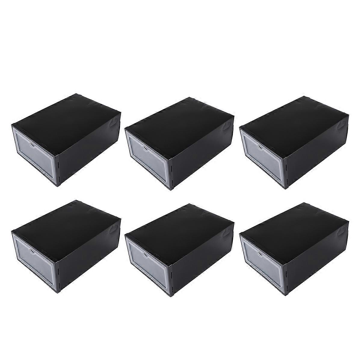 Stackable Plastic Shoe Storage Box with Clear Door for Easy Shoes Organization Black Size L