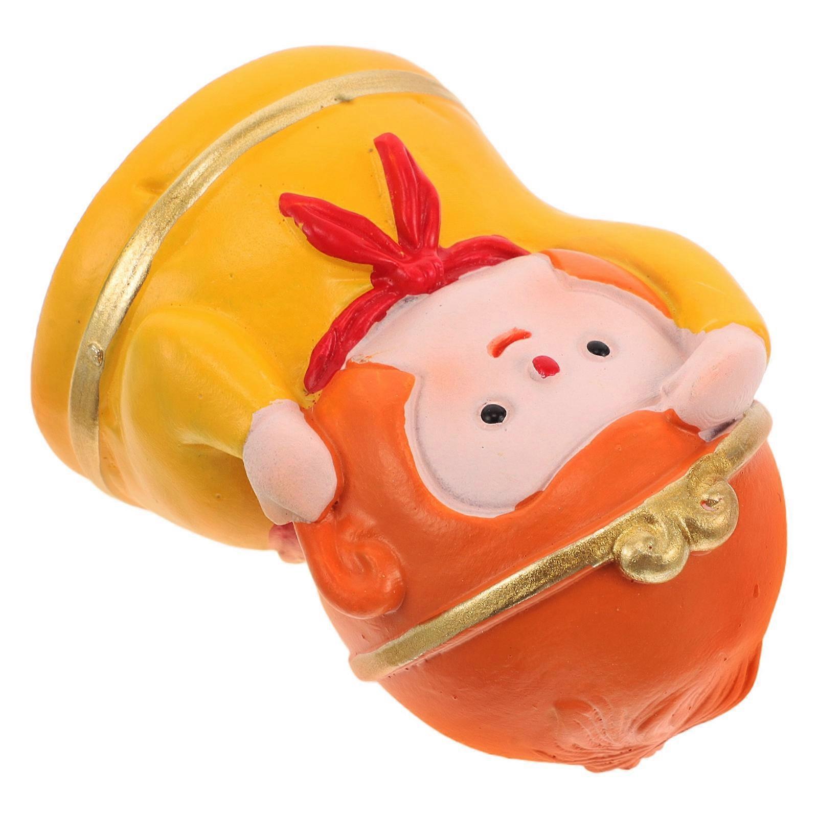 Cartoon Design Monkey King Figurine For Tabletop Decoration 5.50X4.70X4.30CM Multi Resin 1Pcs Ideal For Collectors And Children