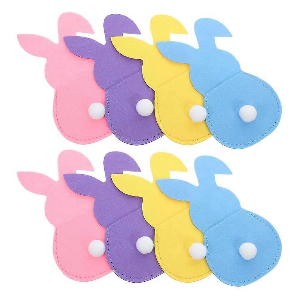 8 Pcs Bunny Rabbit Silverware Holders Cutlery Bags for Easter Party Dinner Table Decor