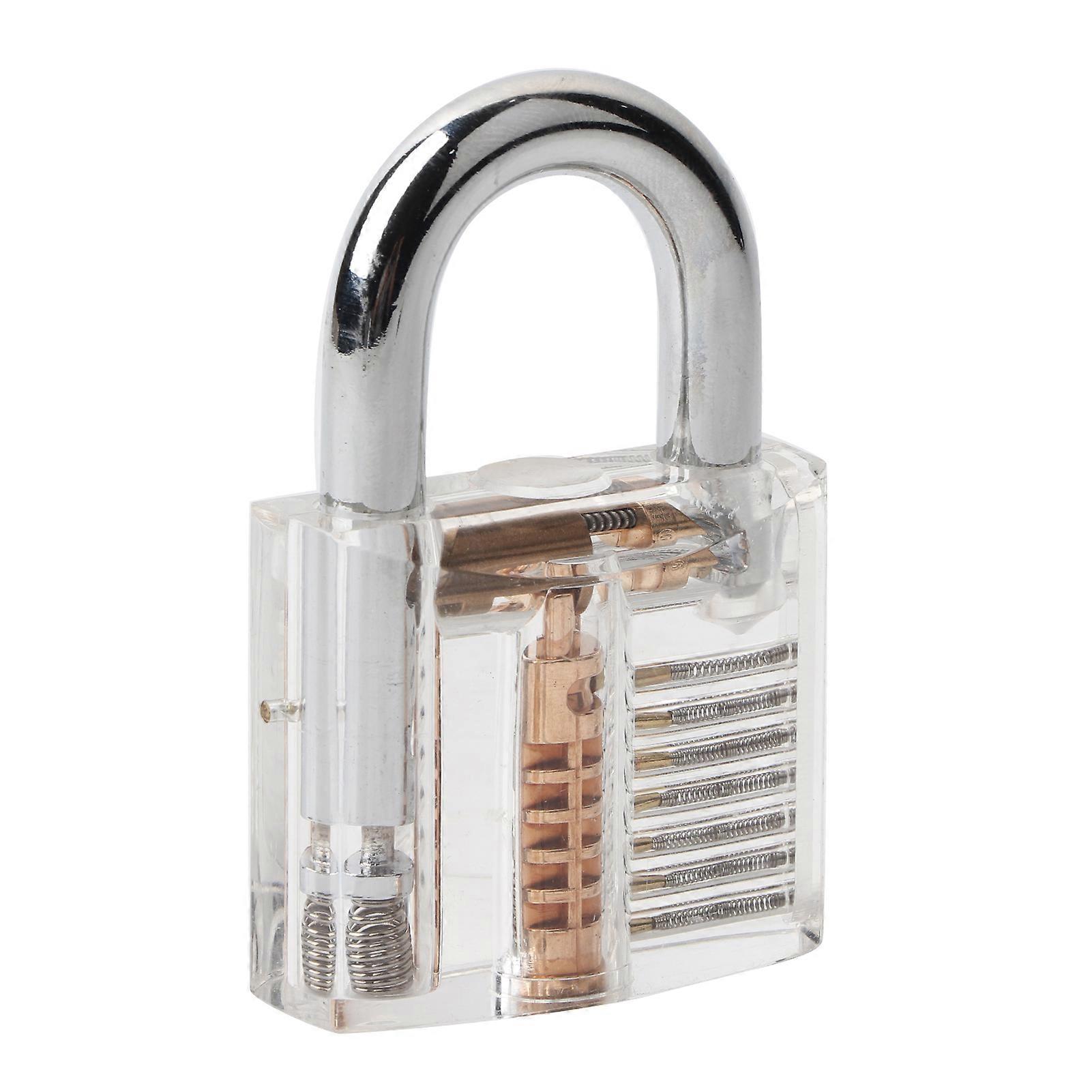 Padlock Set Pick Cutaway Practice Lock With Key Removing Hook Kit Tool Transparent
