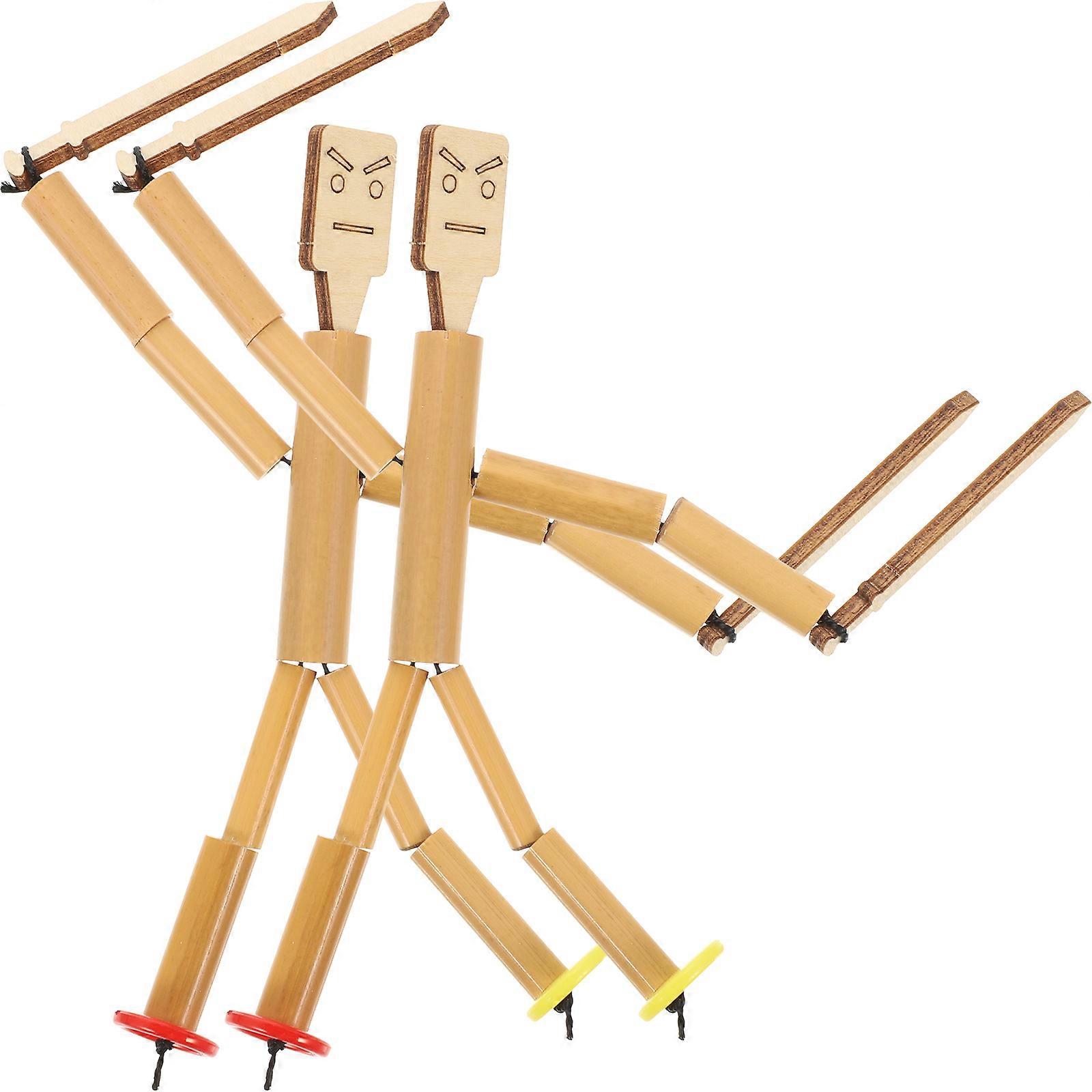 Bamboo Puppet Kit 2 Sets DIY Fun Indoor Table Game for Cognitive Development Engaging Family Activity with Bamboo Material