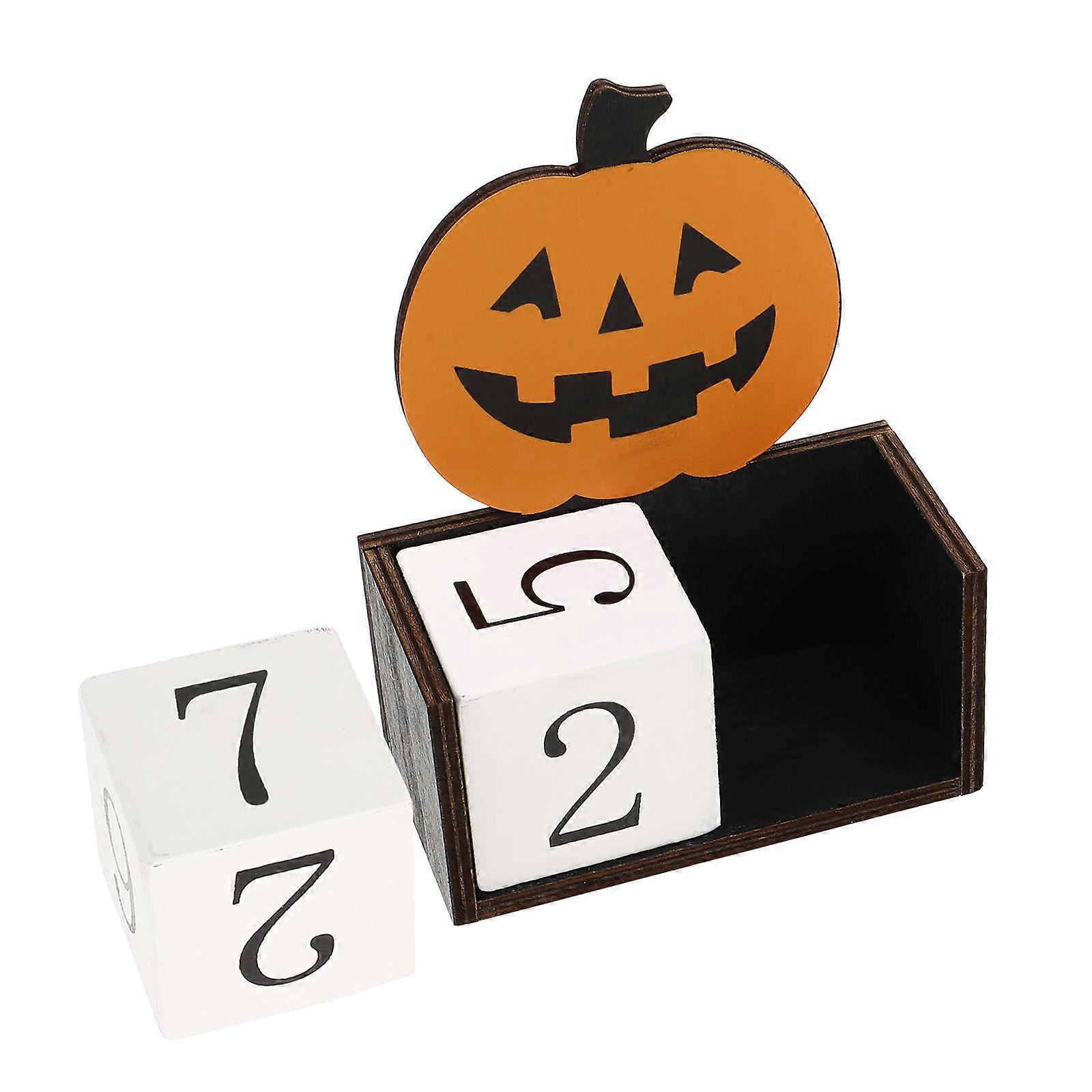 Halloween Theme Wooden Calendar Decorative Desk Calendar Countdown Timer For Home Decor 1Pcs