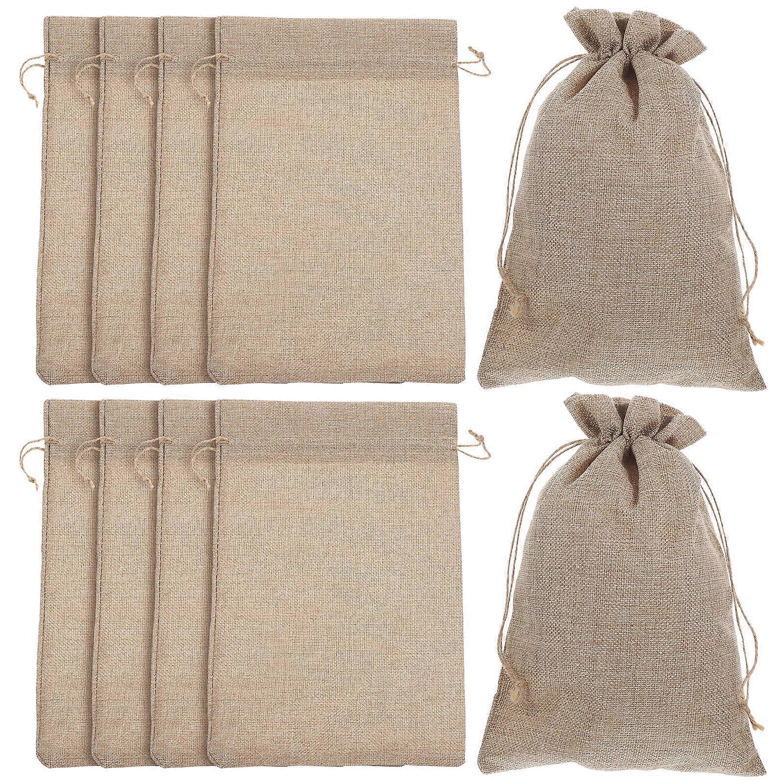 Portable Gift Bags 10Set Burlap Design Ideal For Family And Friends Home Use Rectangular Shape Storage