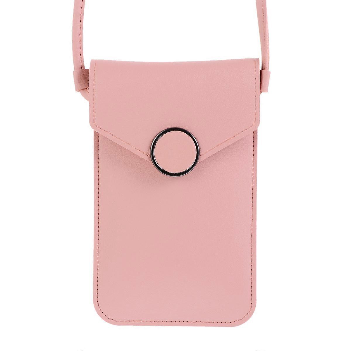 Phone Pouch Rectangular Cell Phone Bag for Outings Pink Artificial with Storage 1Pack
