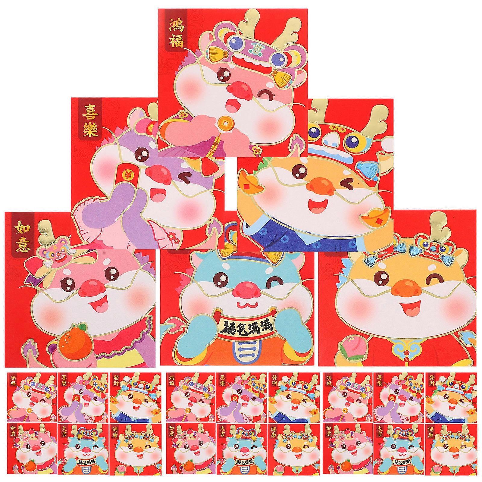 Assorted Color Red Envelopes for Party and Storage Made of Paper Ideal for Chinese New Year Gifts 24 Pcs