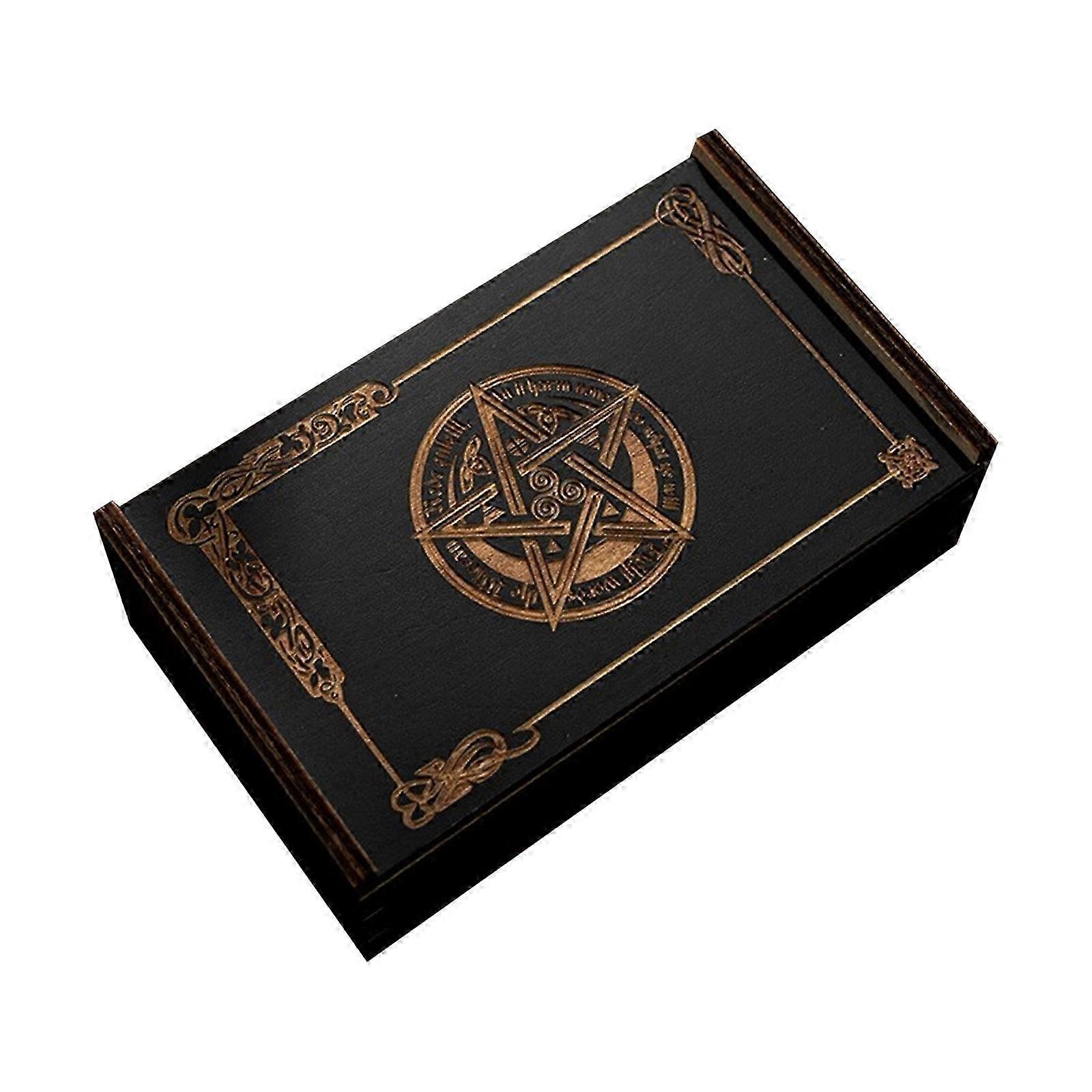 2025 Push Pull Tarot Cards Storage Box Wood Tarot Card Storage Case Portable Card Container Astrologys Trinkets Box Enduring