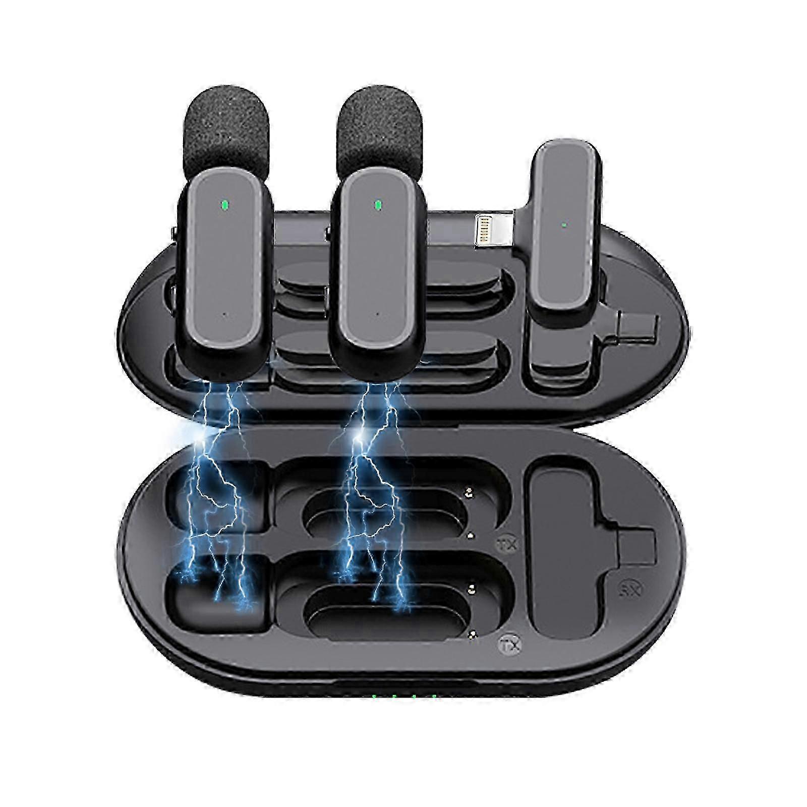2025 Kabelloses Mikrofon-Set mit zwei Lavalier-Mikrofonen und Ladekoffer