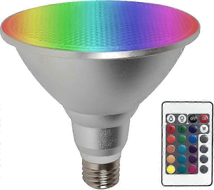 E27 RGB LED Bulb, 30W Color Changing Dimmable Light, Remote Control for Indoor Outdoor Waterproof Use
