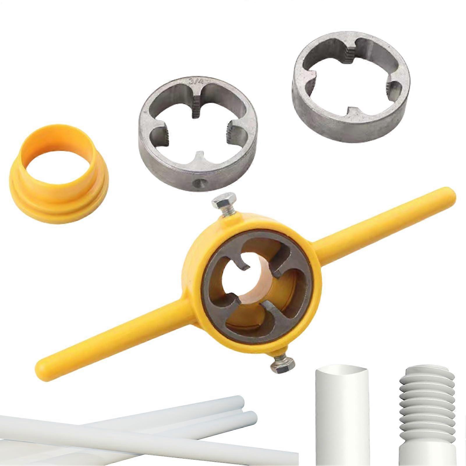 PVC Thread Maker Tool Kit Pipe Threader with 1/2', 3/4', 1' Dies WearResistant for PVC Pipes