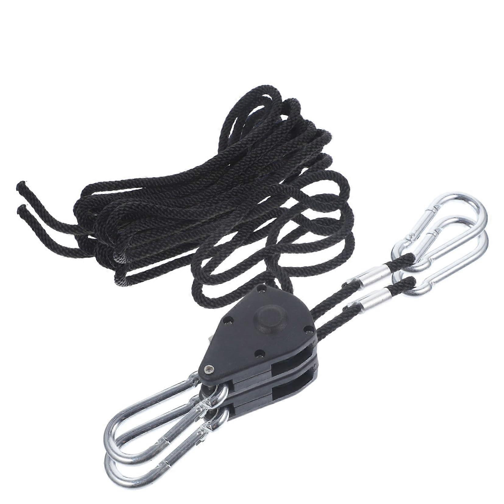 4pcs Grow Light Rope Hook Ratchet Pulley Hangers Straps Black Polypropylene