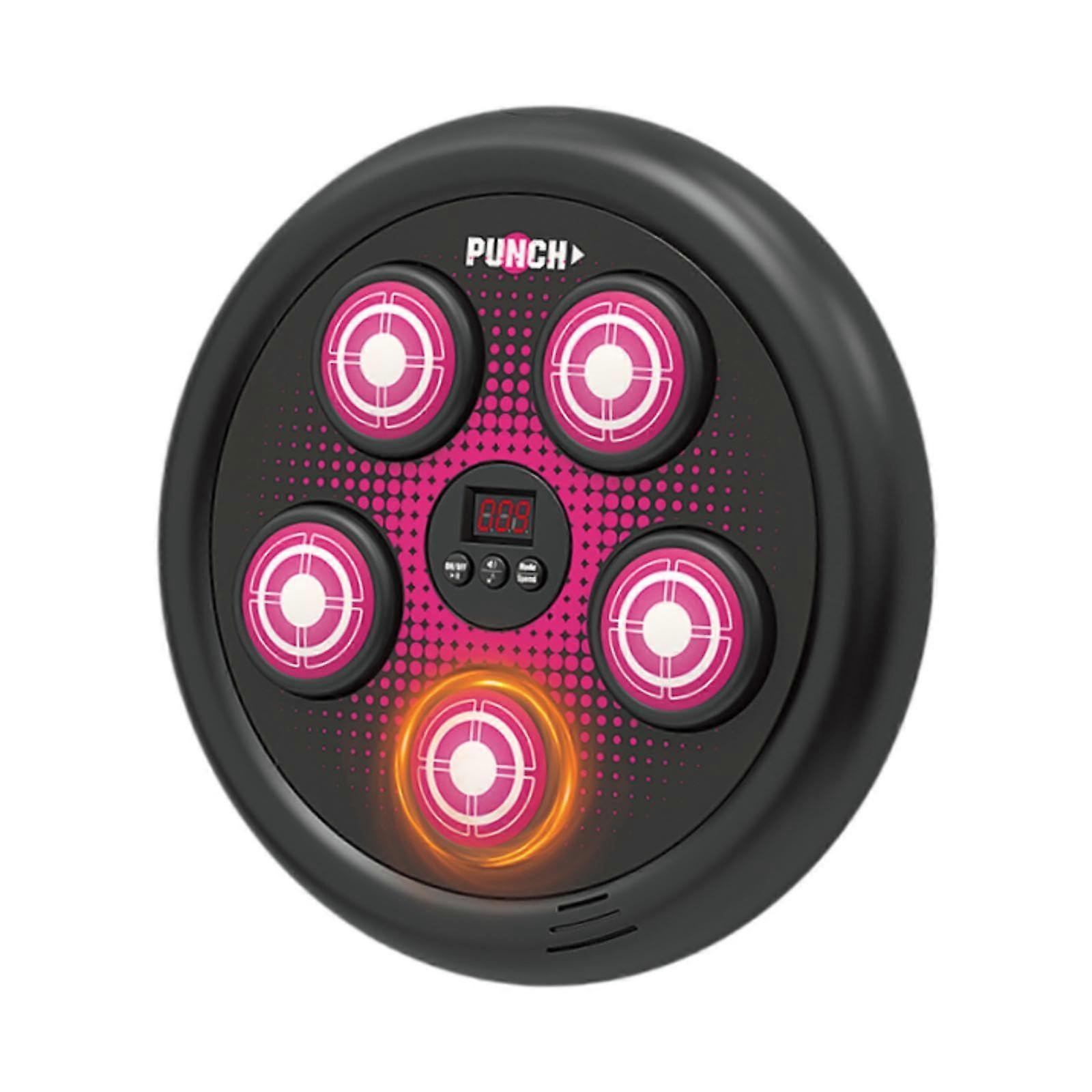Smart Boxing Machine Music Boxing Machine Wall Target Reaction Training Target Punch Pad with Light for Men Women Fitness Pink