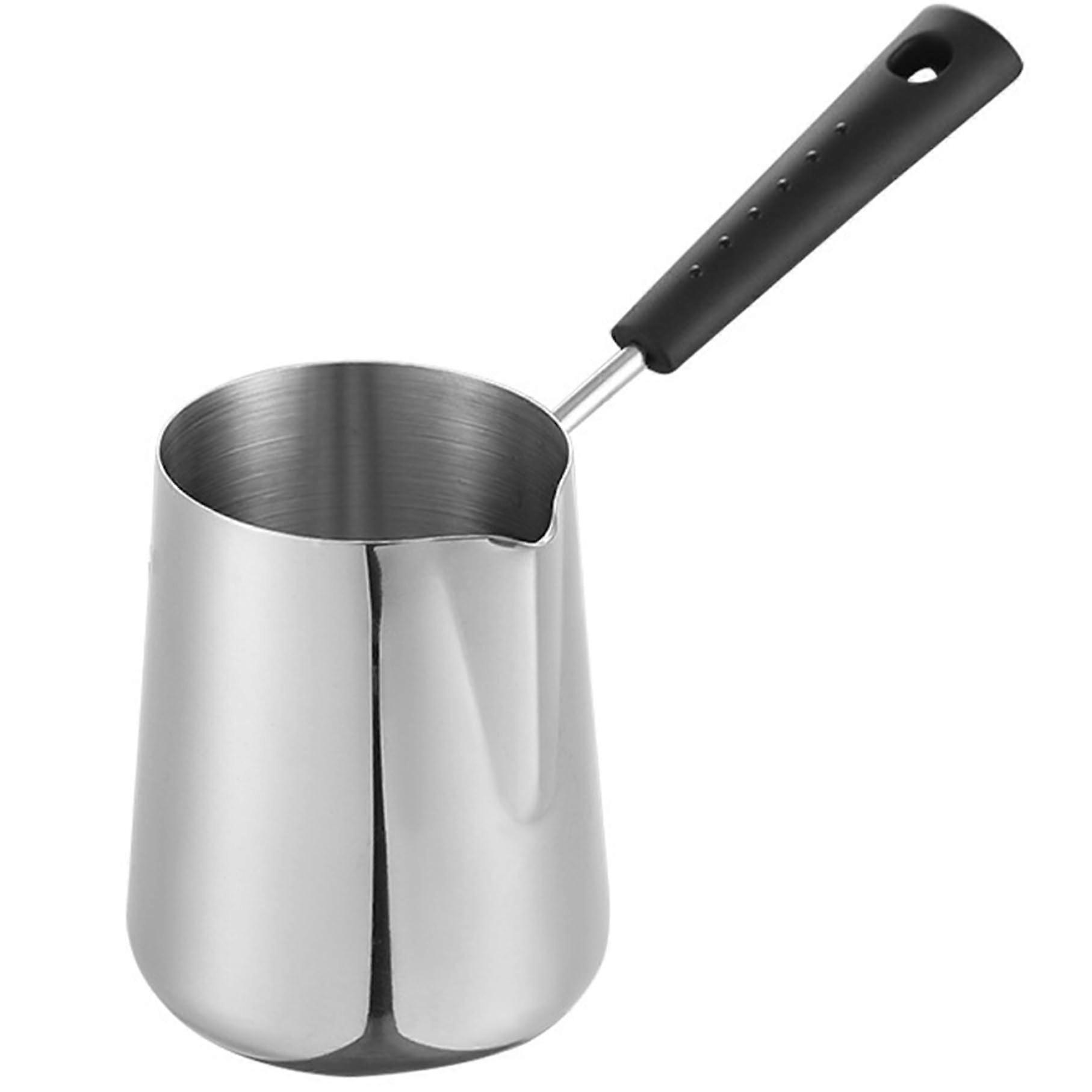 Milk Warmer Cooker 900ml Stainless Steel Pot with Pouring Spout and Handle for Heating Chocolate and Butter