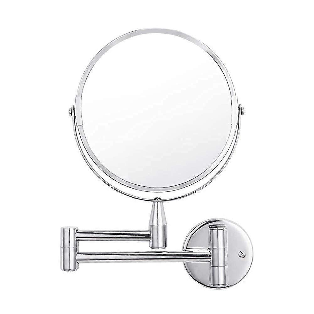 Wall Mounted Makeup Mirror 7-Inch 1X/5X Magnification Double-Sided Adjustable Round Bathroom Mirror