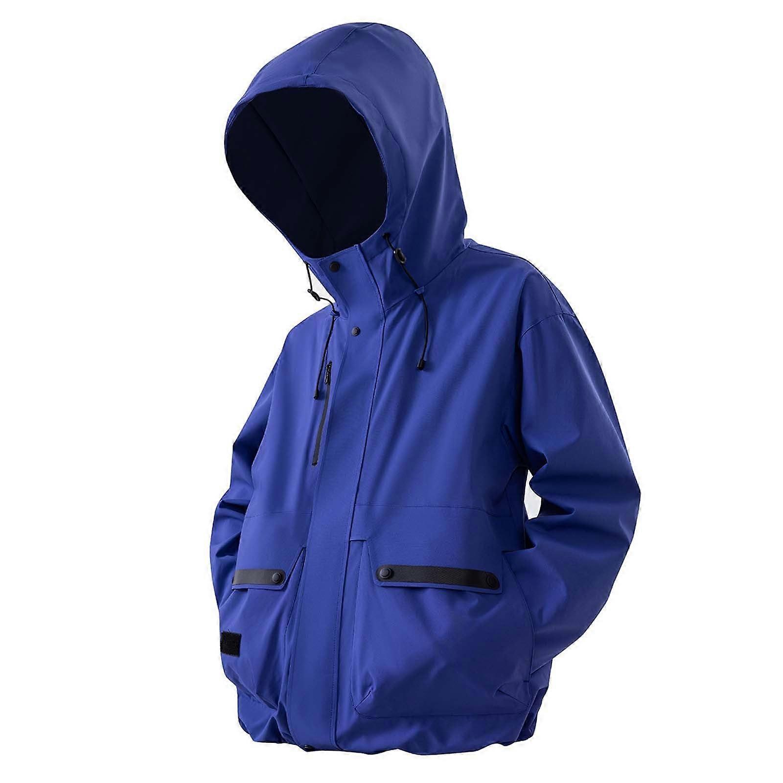 Rain Jacket Men's Waterproof Wind Jacket with Zip Hooded QuickDrying Lightweight Blue