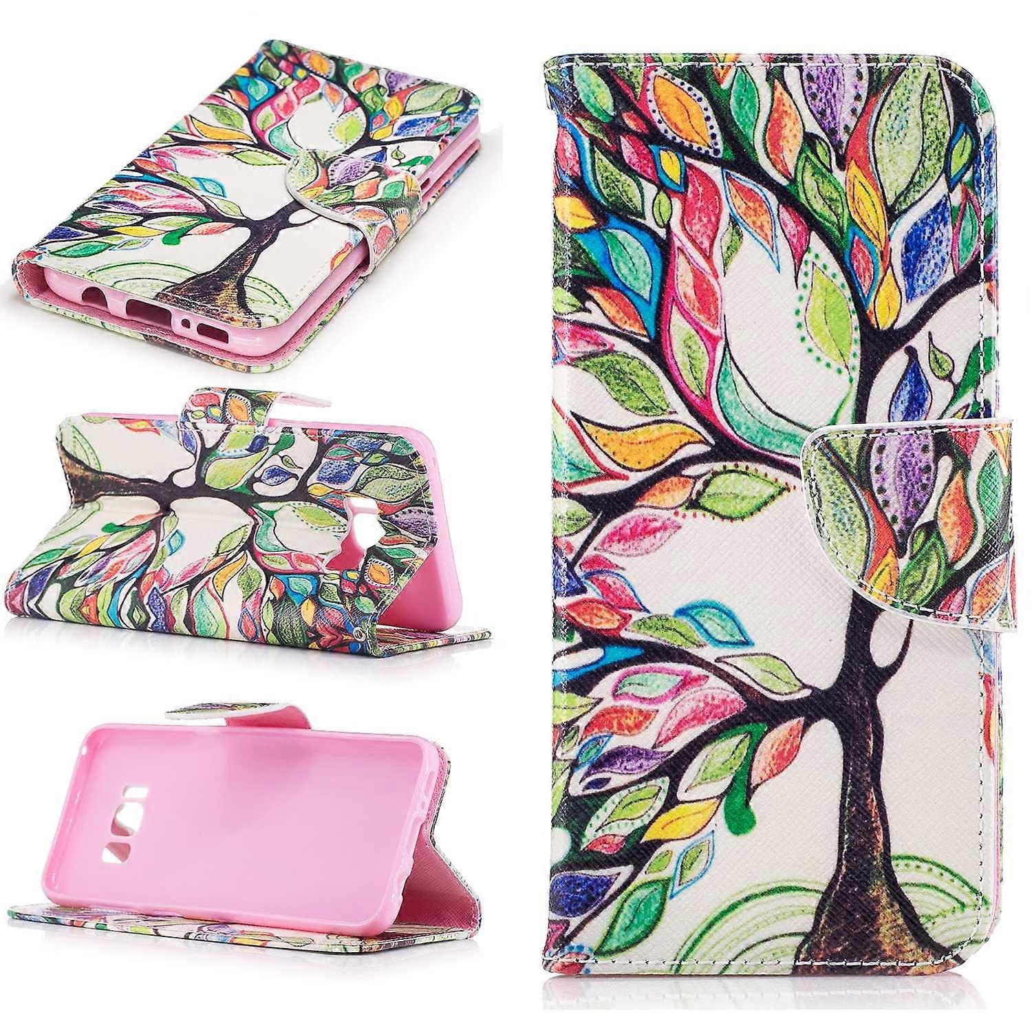 Patterned Leather Cell Phone Case for Samsung Galaxy S8 - Colored Tree