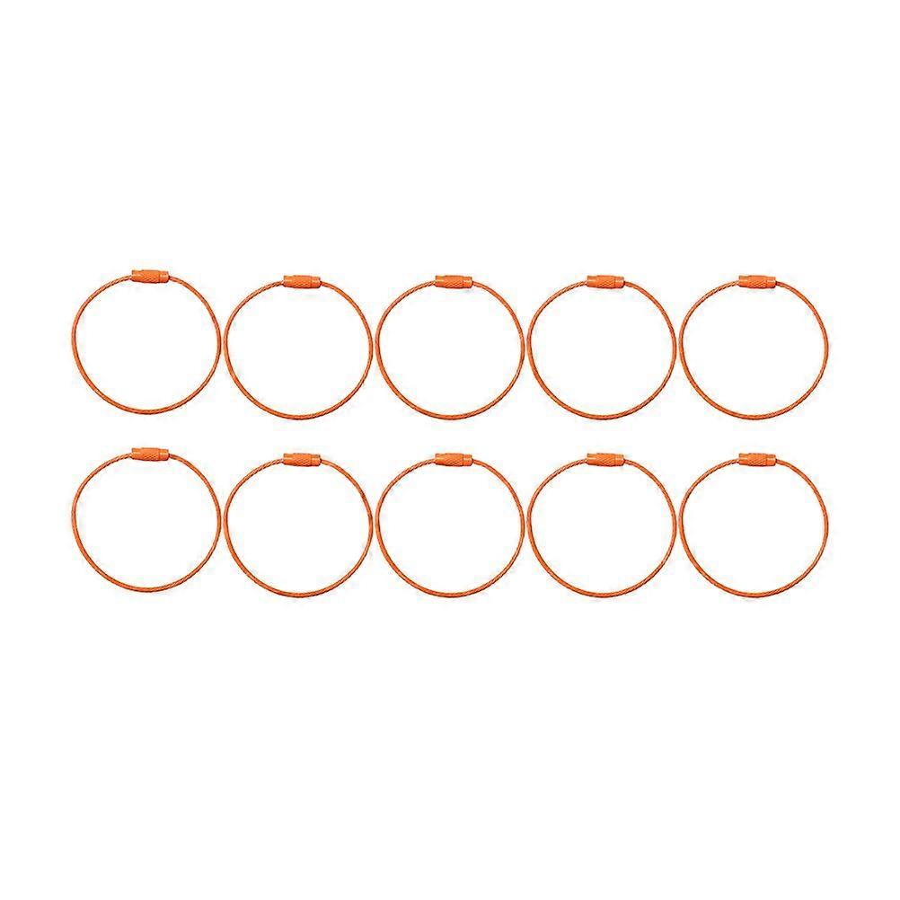 10Pcs Creative Keyring Metal Fashion Retro Simple Durable Keychain for Key (Orange)