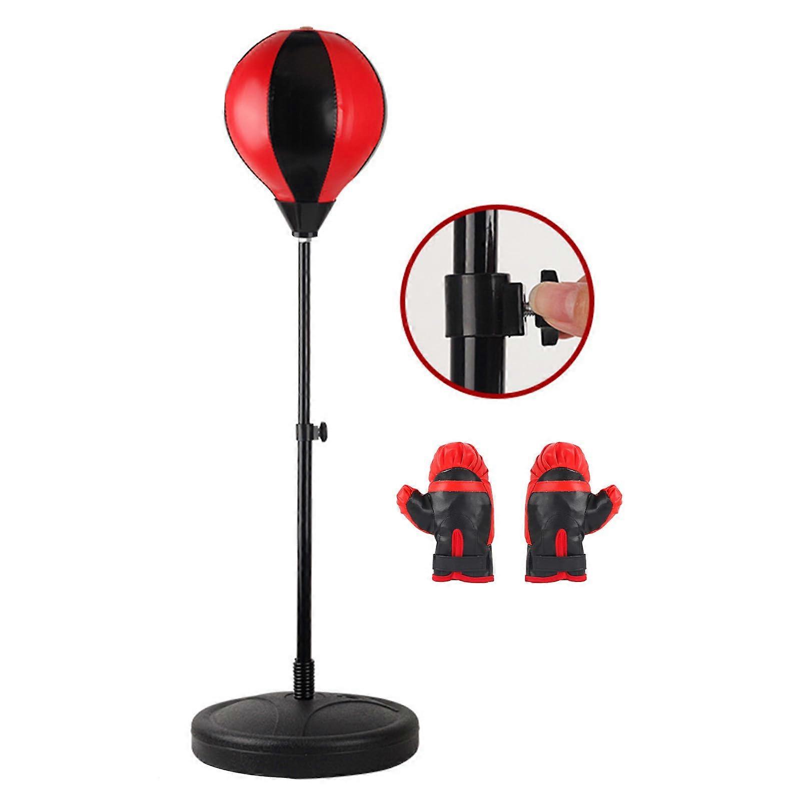 Kid Boxing Gloves Bag, Sports Training Kids Punching Bag Set Improve Coordination Stable Base for Indoors (S 1.1m / 43.3in with Small Gloves)