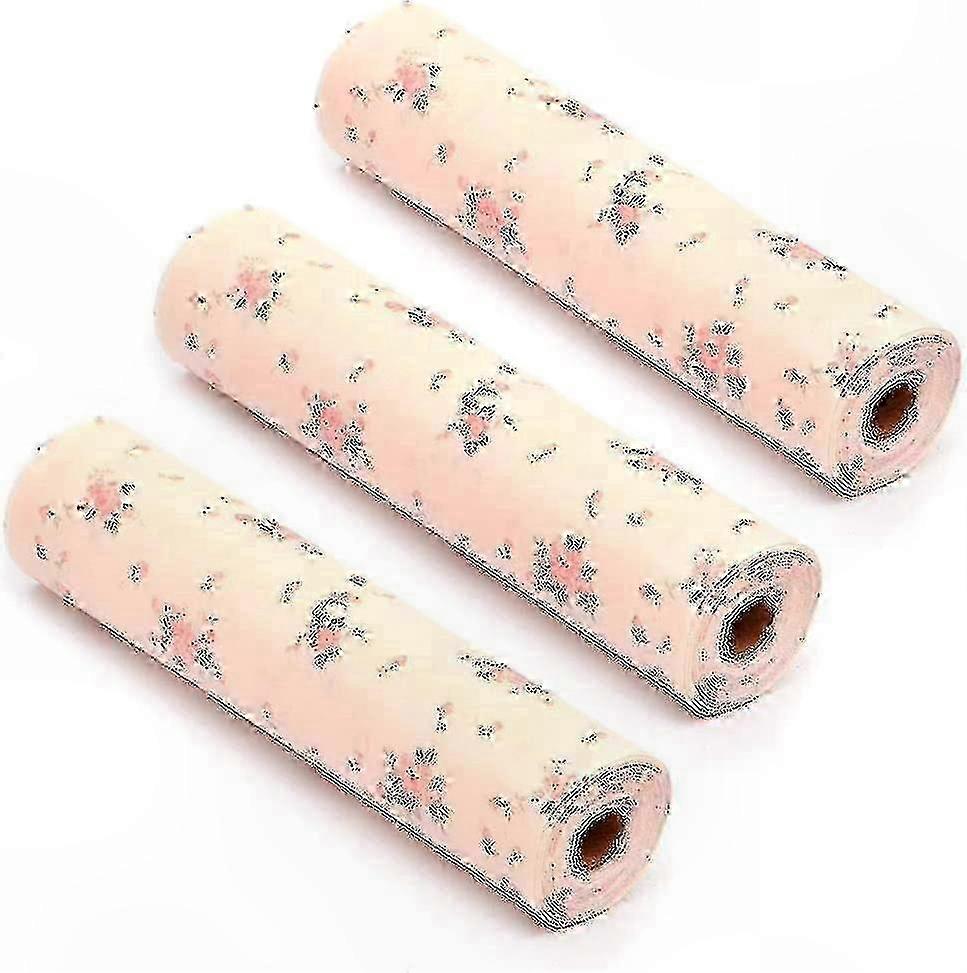 3-Pack Non-Slip Drawer Liners, Waterproof Cabinet Mats, 30x500 cm, Rose Pattern