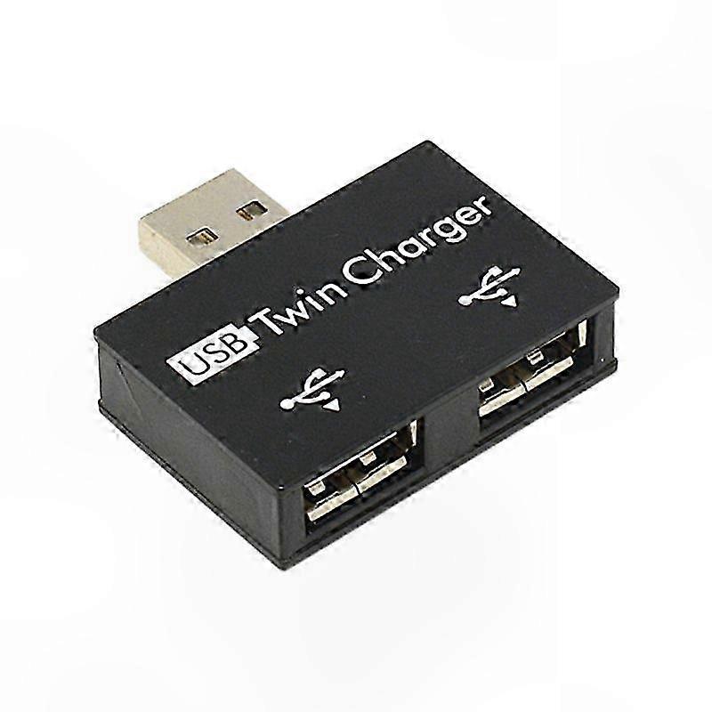 Compact 2-Port USB 2.0 Hub Adapter for Phone, Tablet, and PC Charging