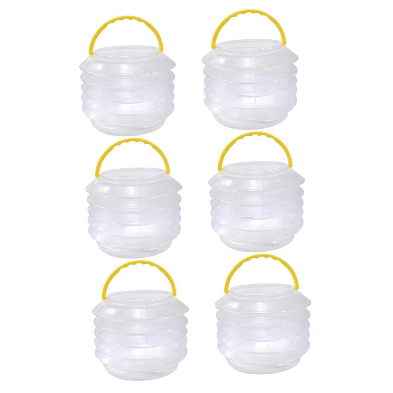 Portable Collapsible Brush Washing Buckets Set of 5, Foldable Transparent Plastic Containers with Handle for Paint Brush Cleaning