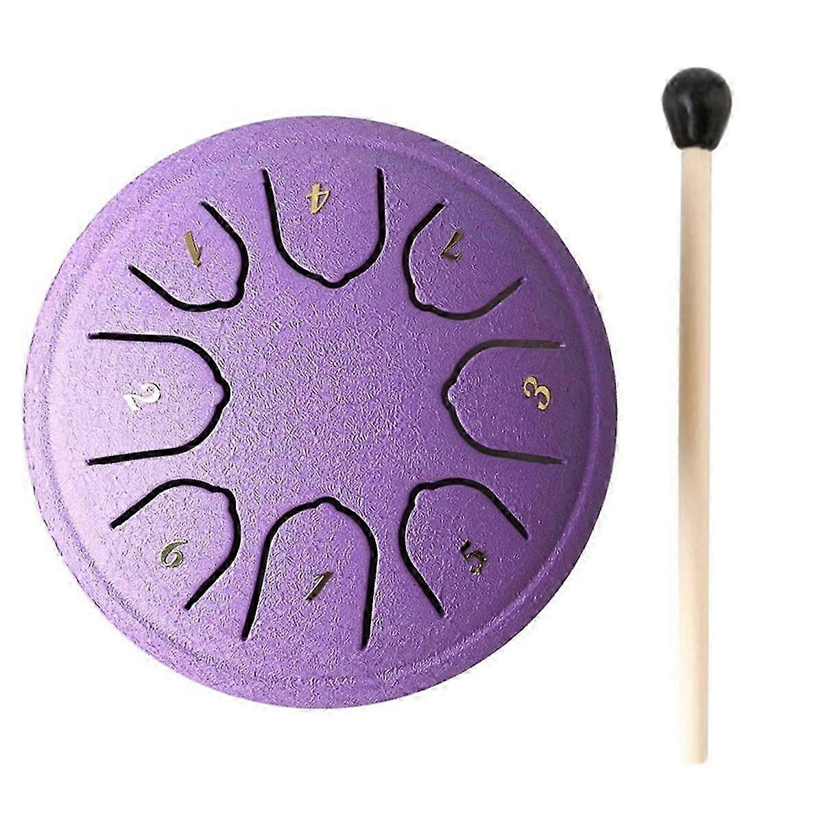Rain Drum for Outside Steel Tongue Drum, 8 Notes 4.5 Inch Chakra Tank Drum Steel Percussion Padded Mallets Purple