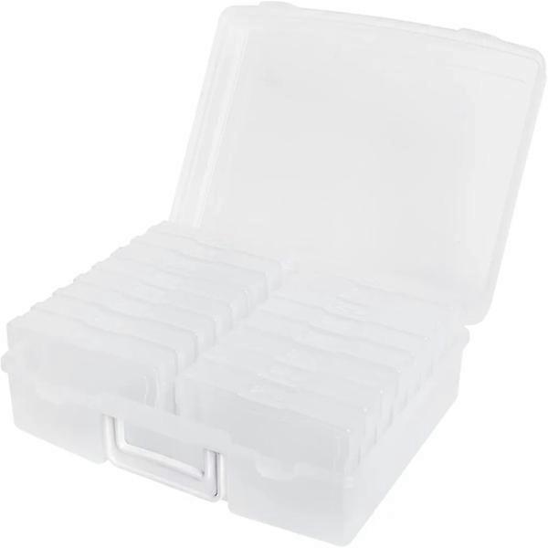Clear 4\" x 6\" Photo Storage Boxes - 16 Inner Photo Organizer Pockets, Photo Storage, Picture Storage Container