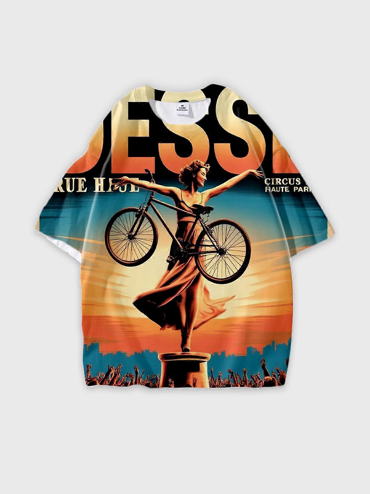 T-Shirt Short Sleeve Round Neck, Summer Casual Loose Graphic Tee, Unisex Pattern V3224