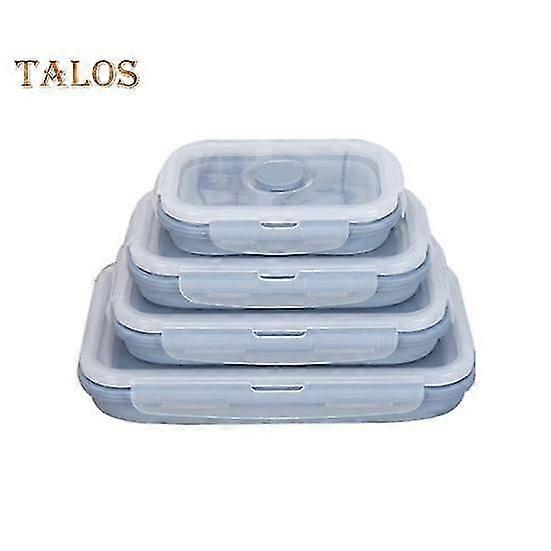 4Pcs Silicone Lunch Box Leak proof Collapsible Lightweight Food Storage Container for Home Office Outdoor