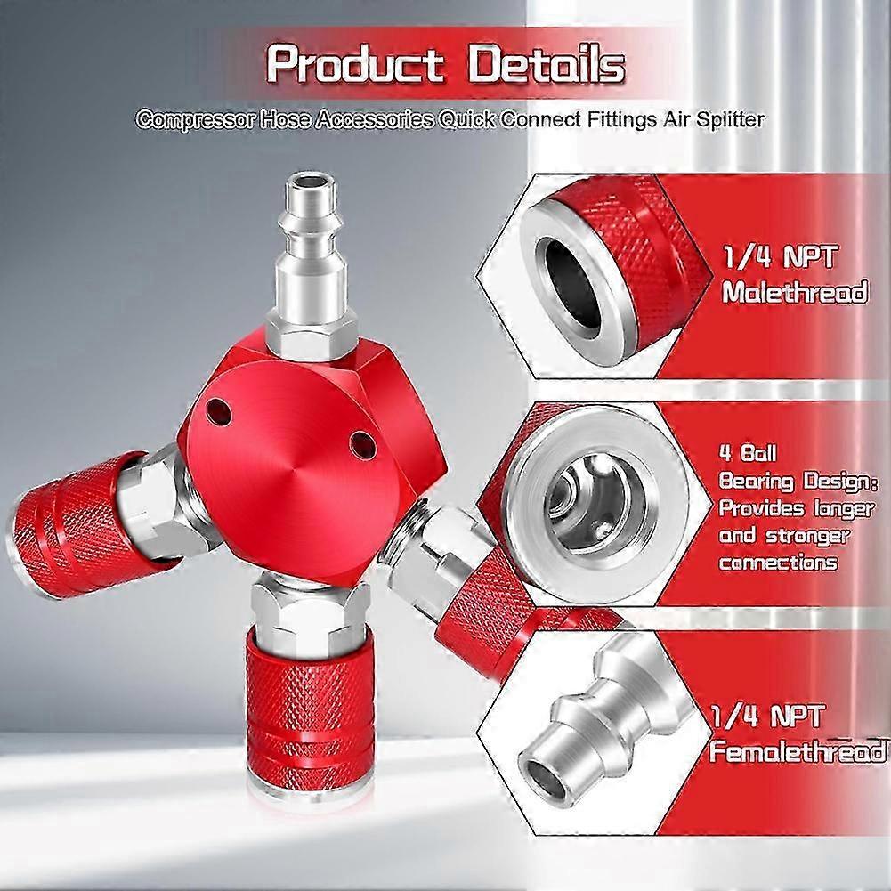 3 Way Air Hose Splitter,Air Manifold,Air Compressor Splitter 1/4 NPT