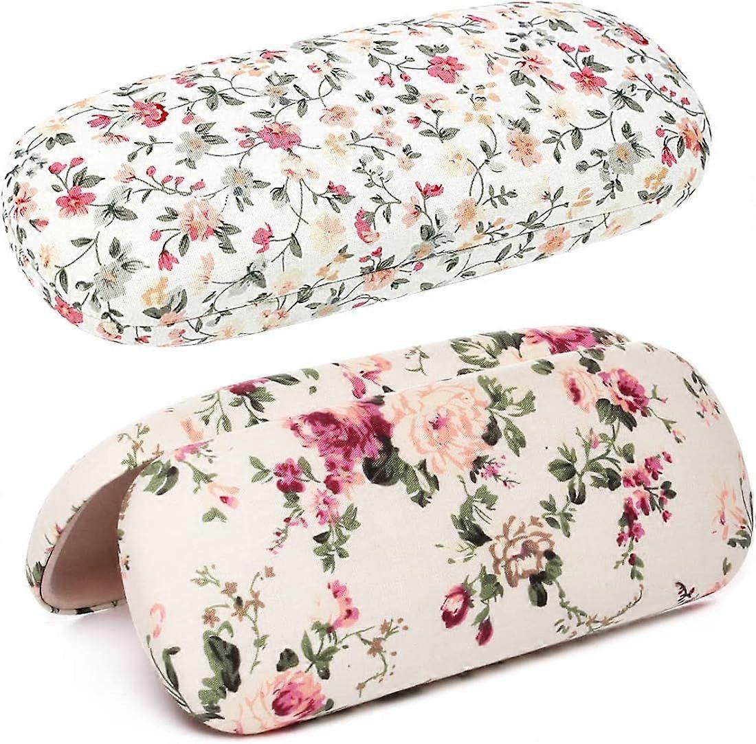 2-piece floral pattern hard shell glasses case