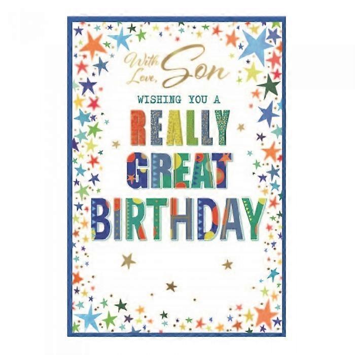 Simon Elvin With Love Son Stars Happy Birthday Greetings Card (Pack of 6)