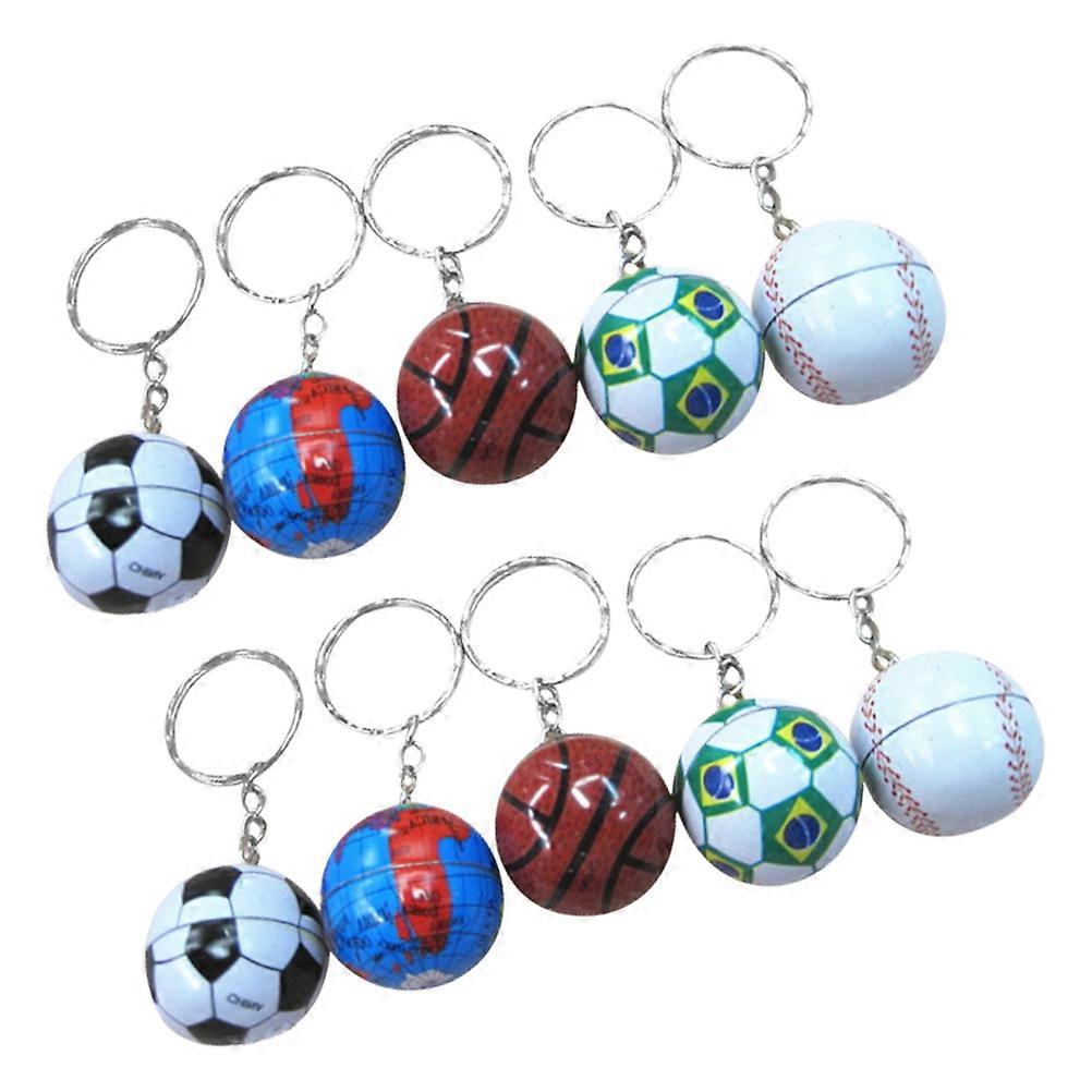 Ball Keychain Pendant Portable Bag Charm Key Ring Assorted Color 2.5X2.5X2.5CM 10Pcs