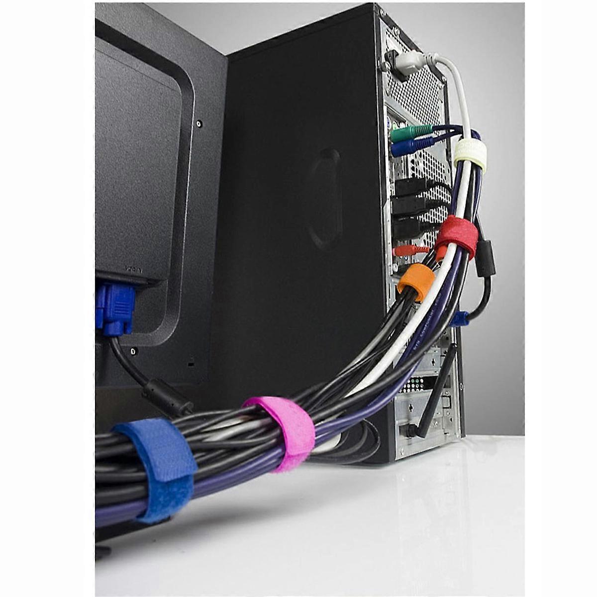 Nylon Cable Wrapper for Work and Travel with 20 Pieces Assorted Color Cord Organizer Straps Wire Management 0.5 inch width