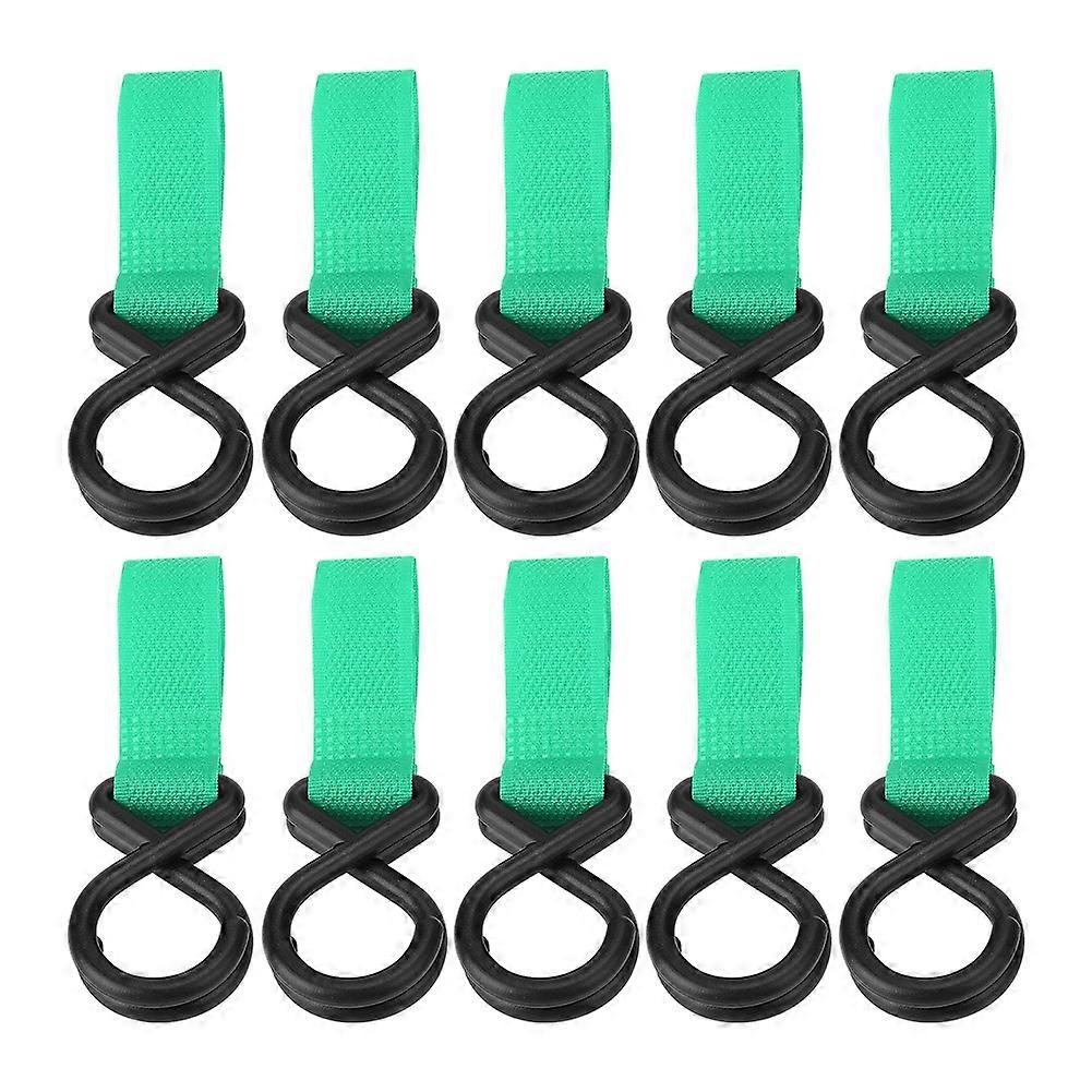 10Pcs/set Stroller Hook Multi Purpose Hooks Hanger for Baby Diaper Bags(Green)