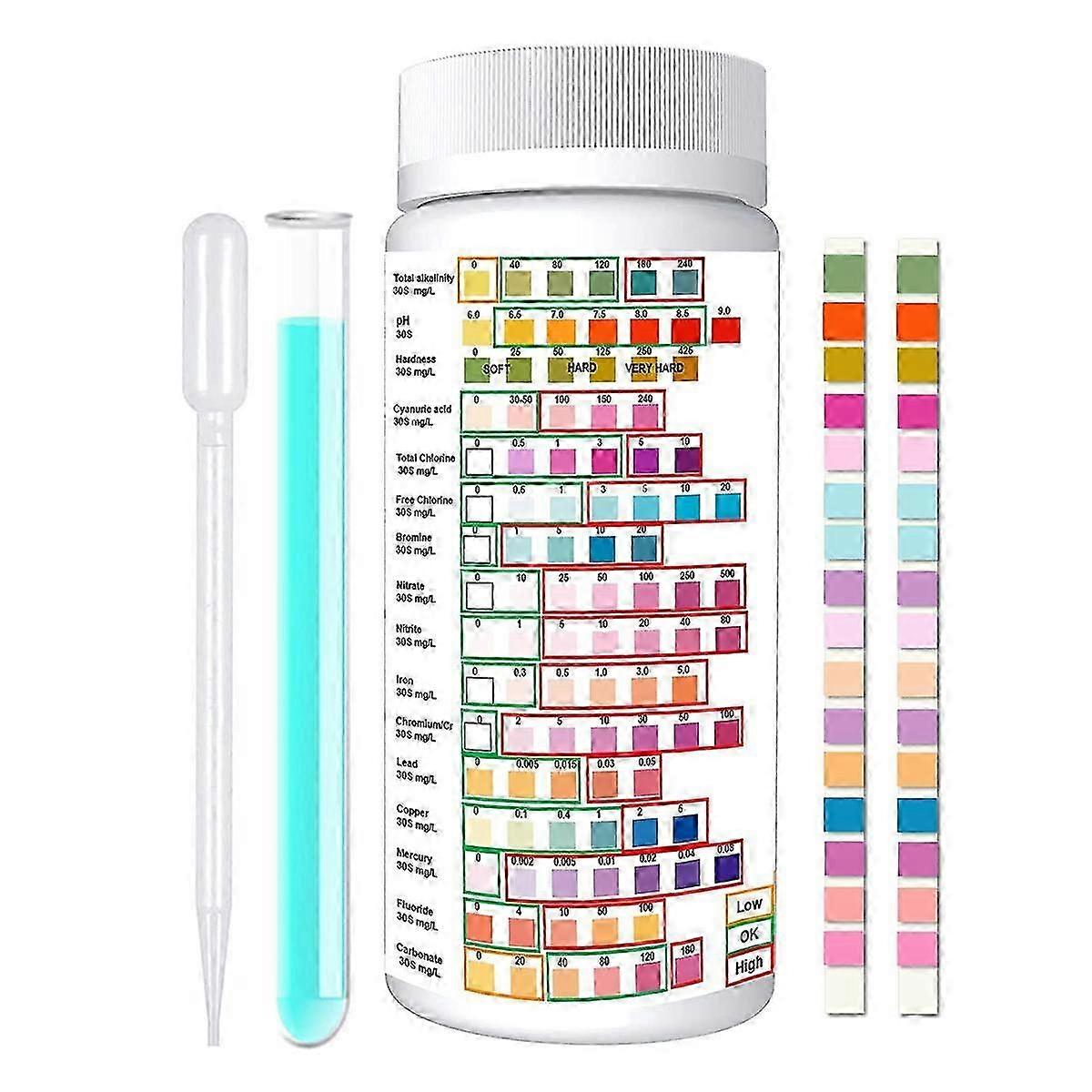 16-in-1 Drinking Water Testing Kits with 50 Test Strips for Home Quality Analysis