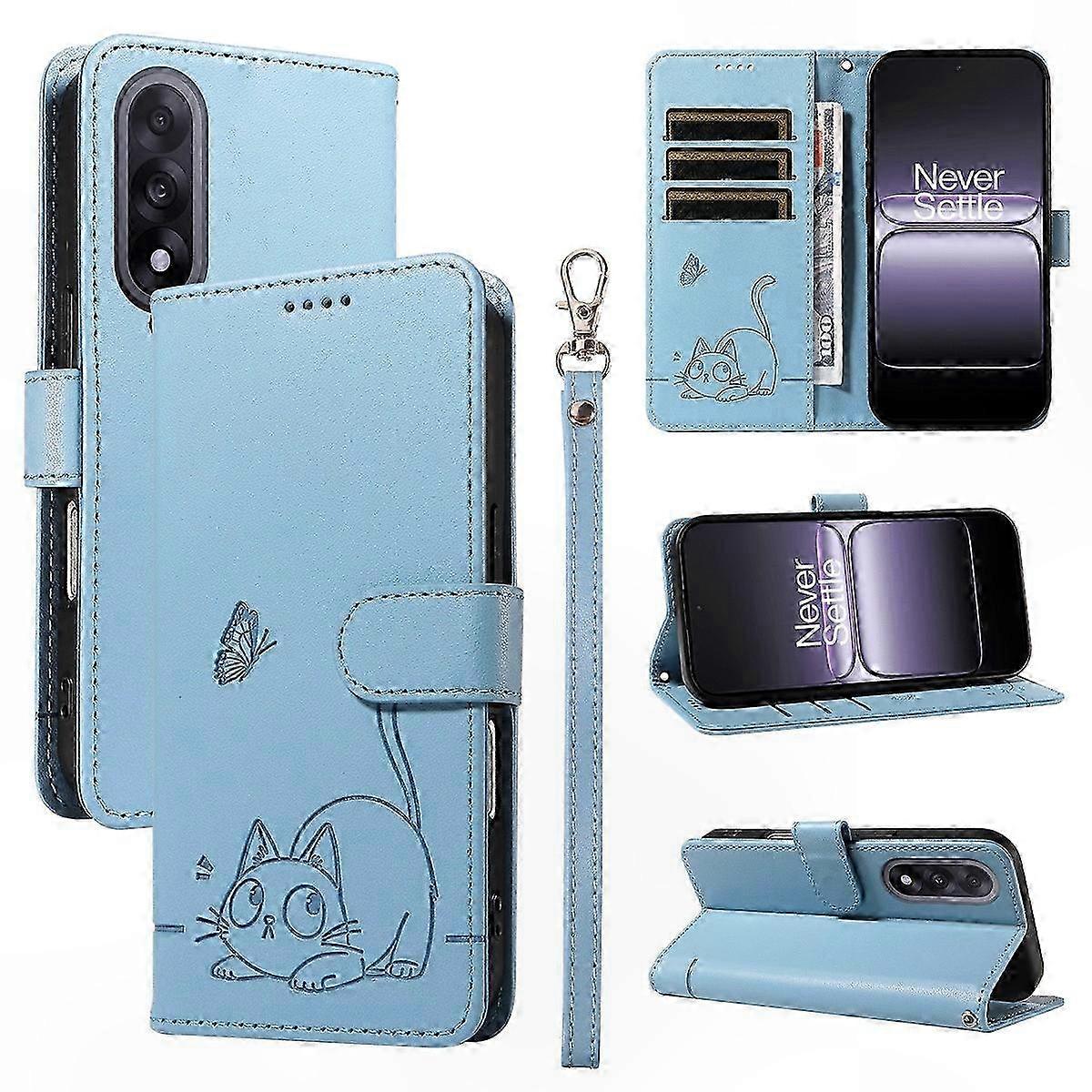 Cat Pattern Leather Phone Case for 5G Smartphones