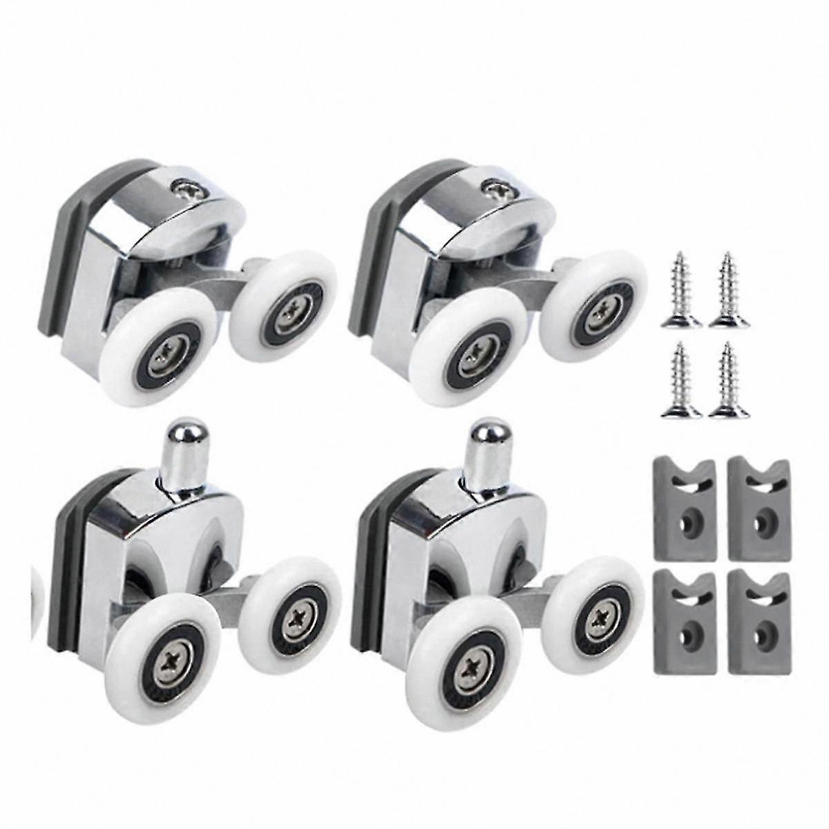 4-Pack Shower Door Rollers, 23mm Twin Wheels for Sliding Enclosures