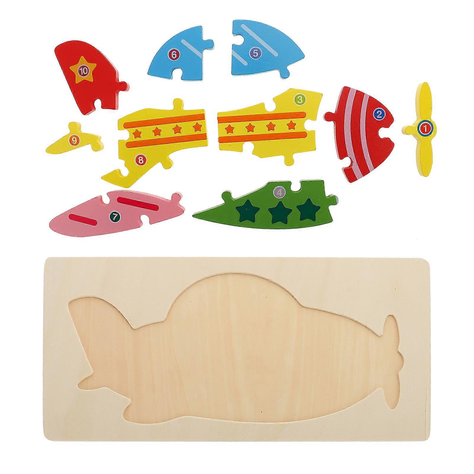 Wood Airplane Puzzle Educational Toy for Kids Durable Synthetic Material 3D Fun